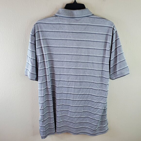 M&S COLLECTION Mens Grey Modal Rich Striped Polo Shirt - Picture 5 of 7